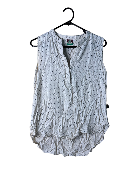 Cream & Black Dot Sleeveless Top