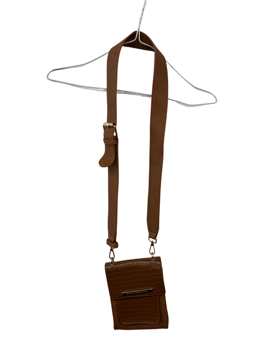 Tan Small Faux Leather Satchel Bag with Buckle Strap
