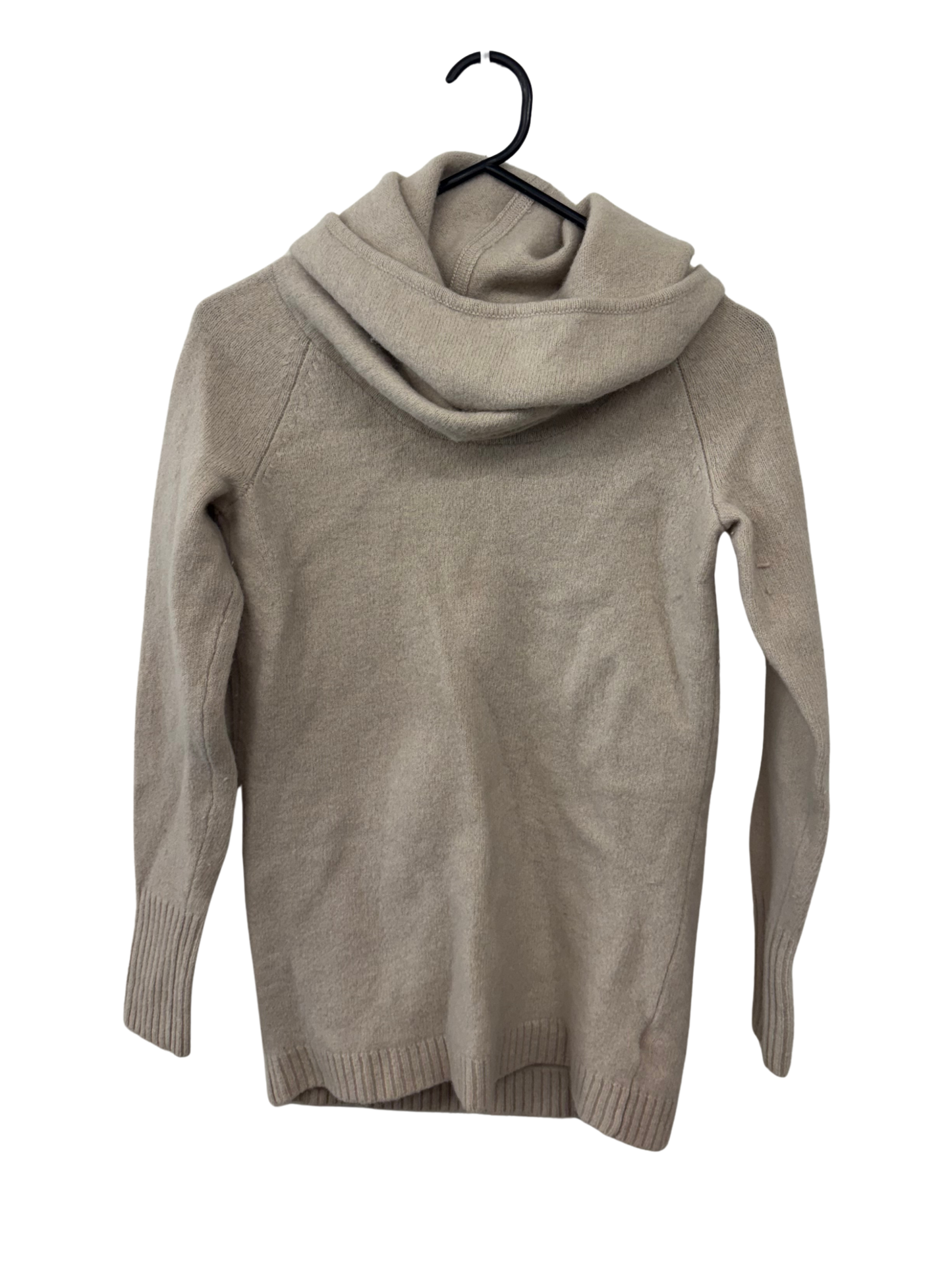 Beige Knit Jumper with Oversized Neck
