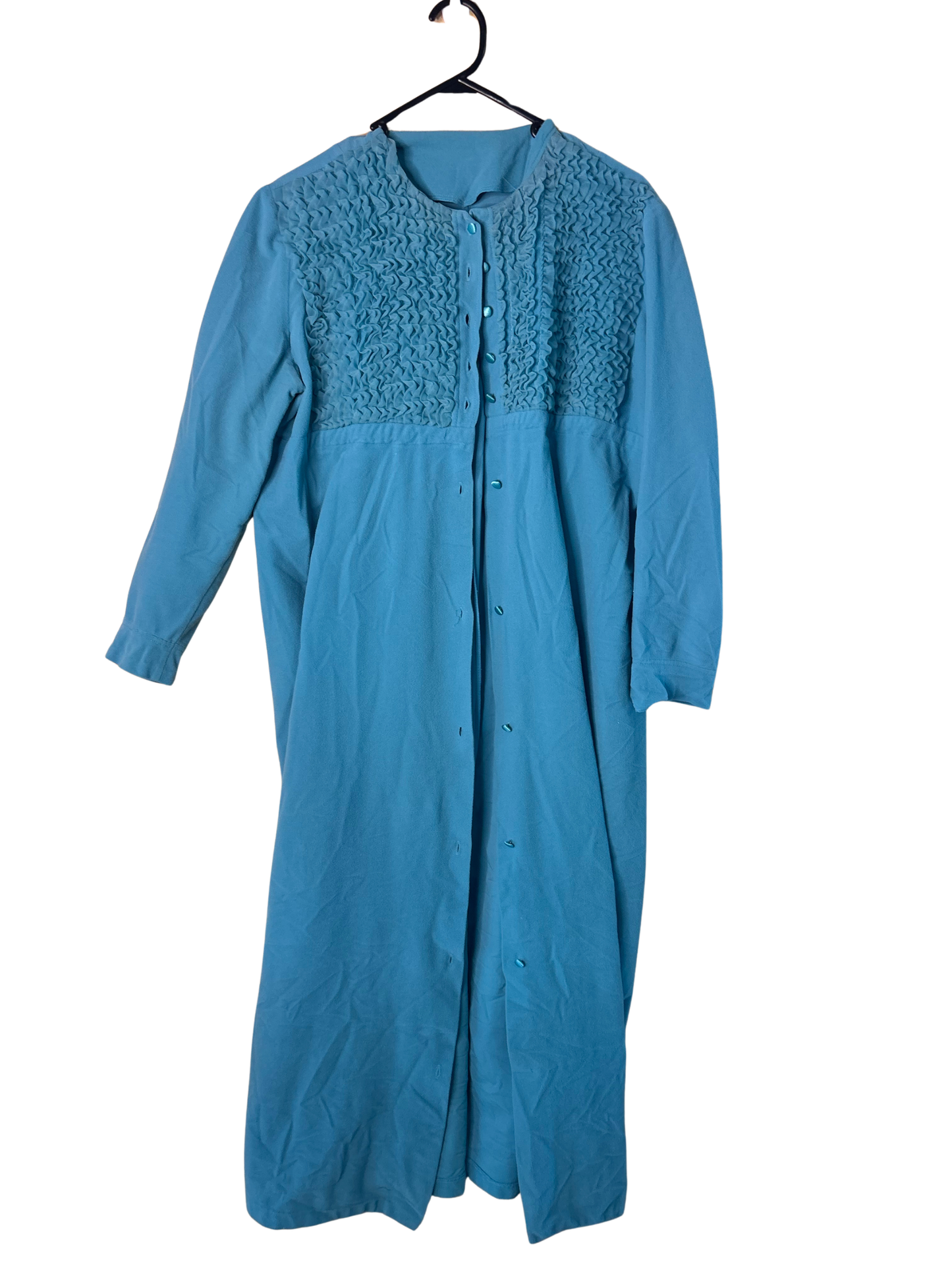 Vintage Blue Midi Nightgown with Ruffles