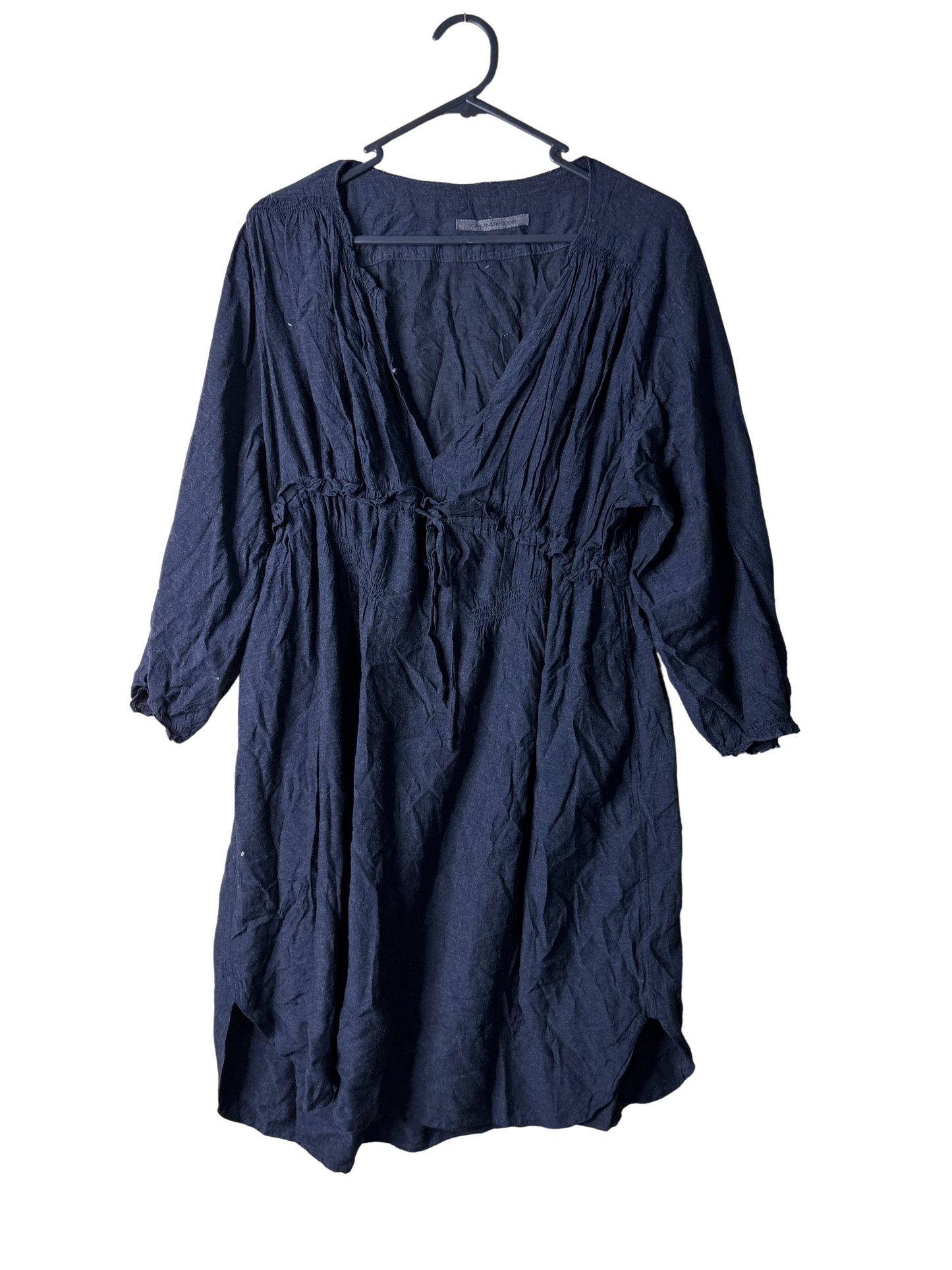 Black Long Sleeve V Neck Dress