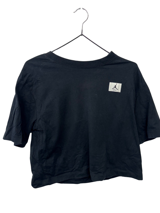 Black Short Sleeve Crop T Shirt with Jordan Jump Logo
