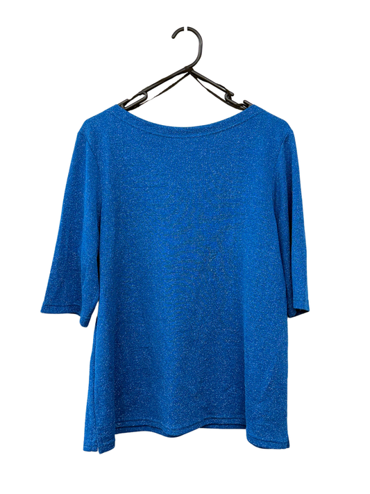 00s Blue Half Sleeve Glitter Blouse