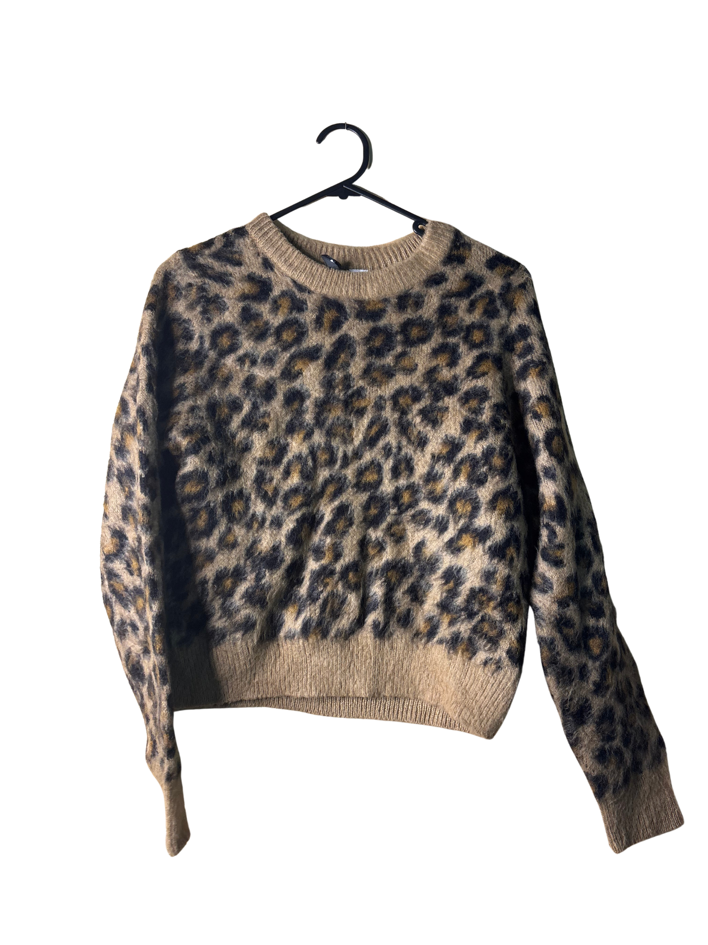 Light Brown & Dark Brown Leopard Print Felted Knit Jumper