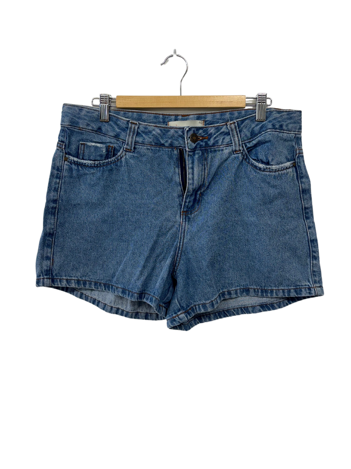 Blue Denim Mid-Rise Shorts