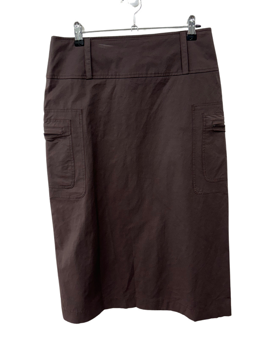 90s Brown Knee Length/Midi Skirt with Pockets