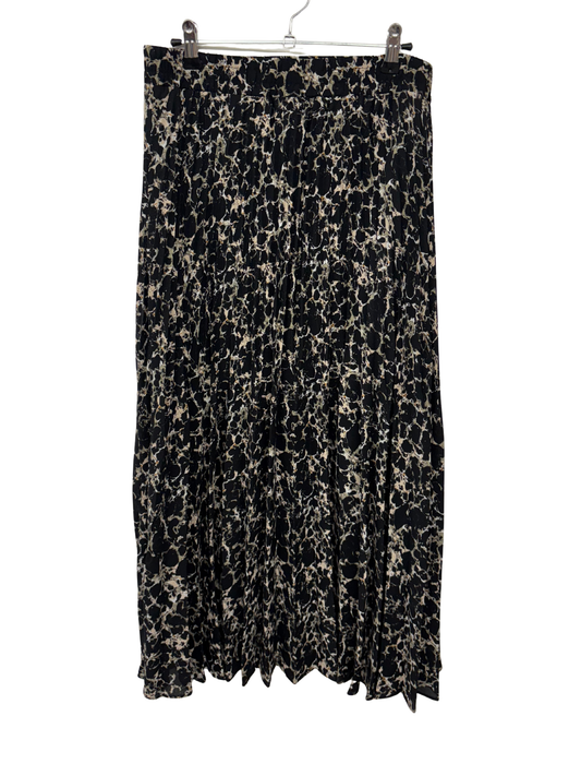 Black, Cream, Brown Pleated Midi Skirt