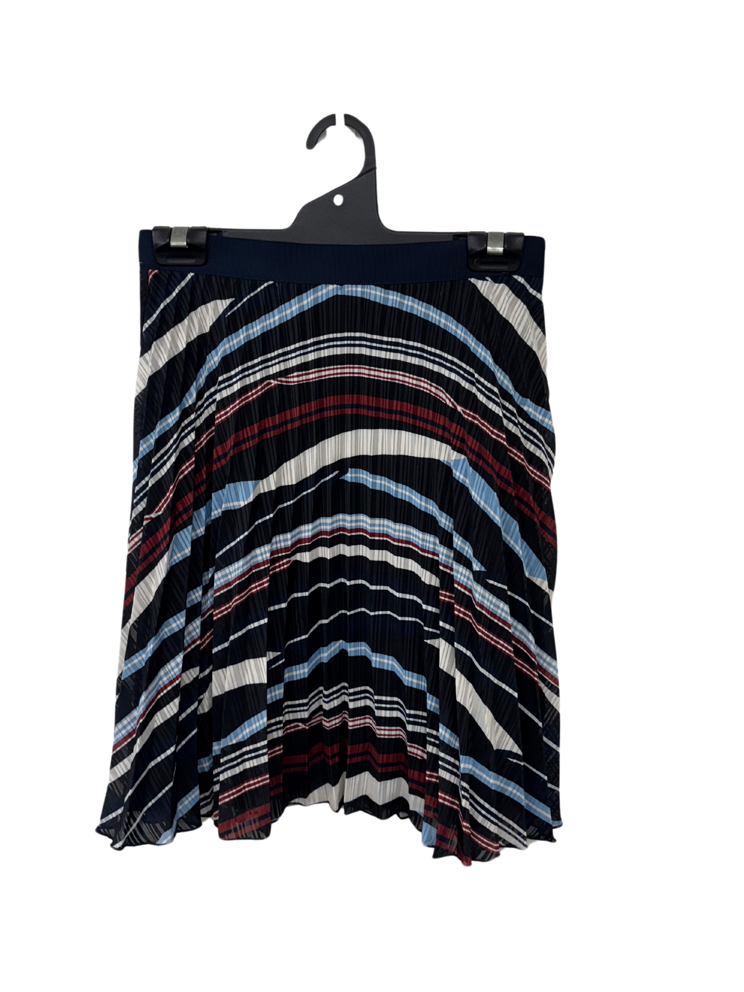 Blue, White & Red Stripe Pleated Skirt