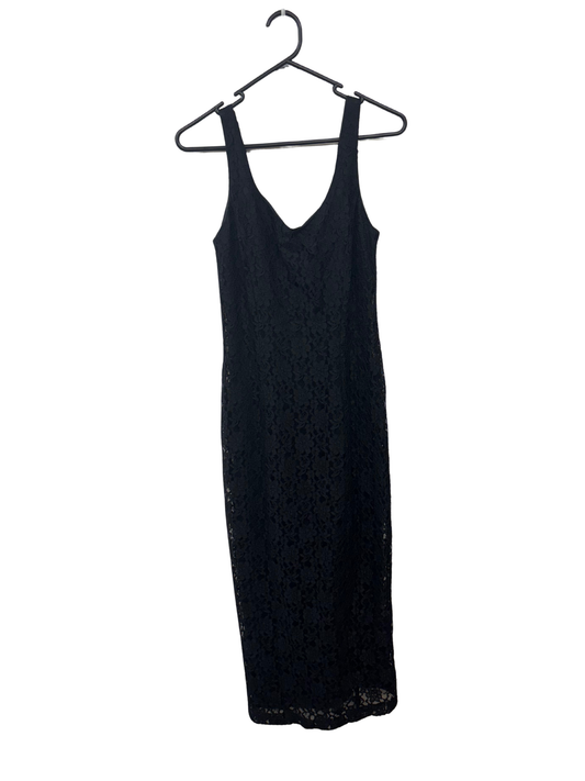 Vintage Black Lace Long Midi Sleeveless Dress
