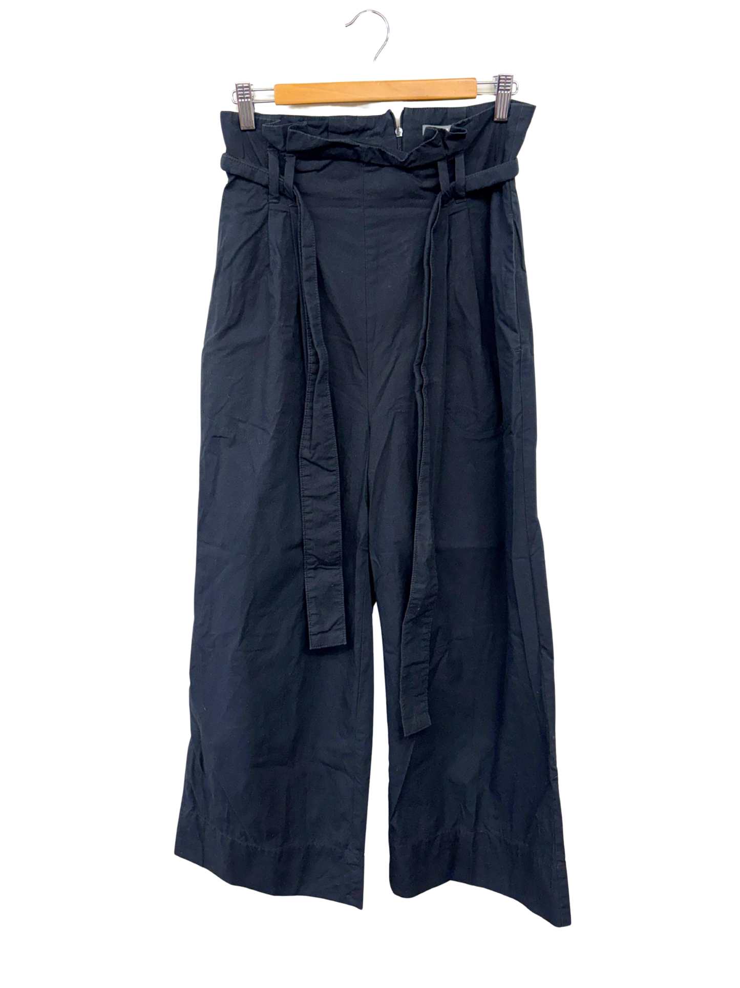 Navy High Waisted Wide Leg Pants with Belt