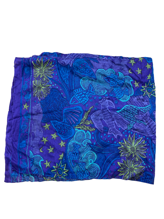 Blue, Purple & Green Ocean Themed Scarf/Sarong