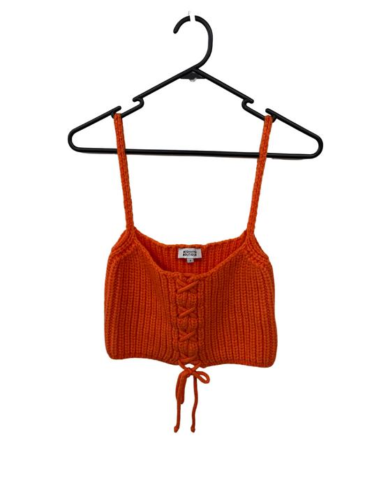 Orange Strappy Knit Crop Top