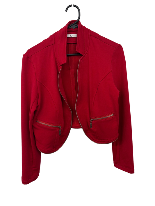 Red Jacket with Zipper Hem