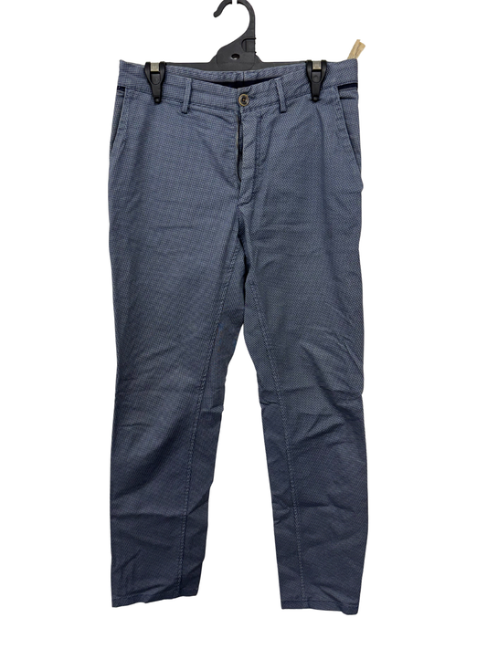 Blue Pattern Tapered Fitted Pants