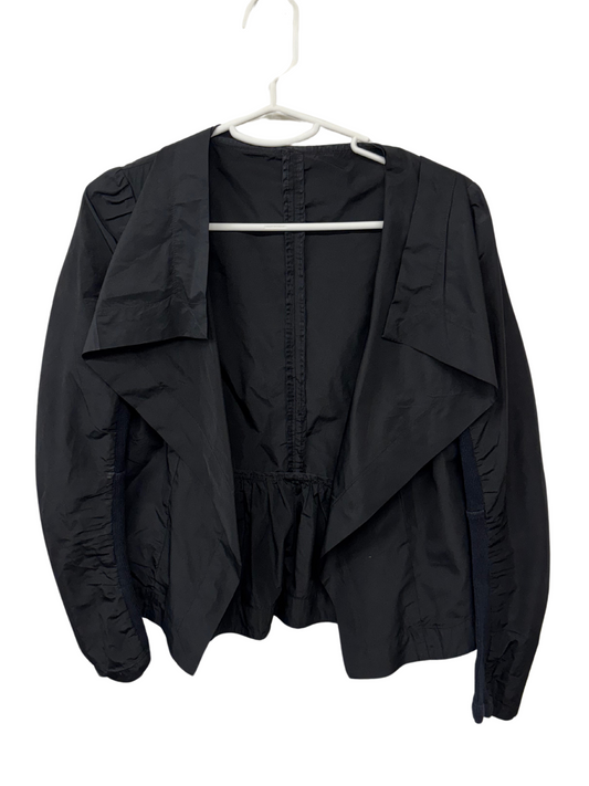 Black Cropped Jacket with Large Collar