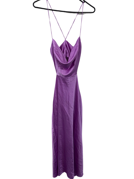 Light Purple Cross Strap Cowl Neck Cutout Midi Dress