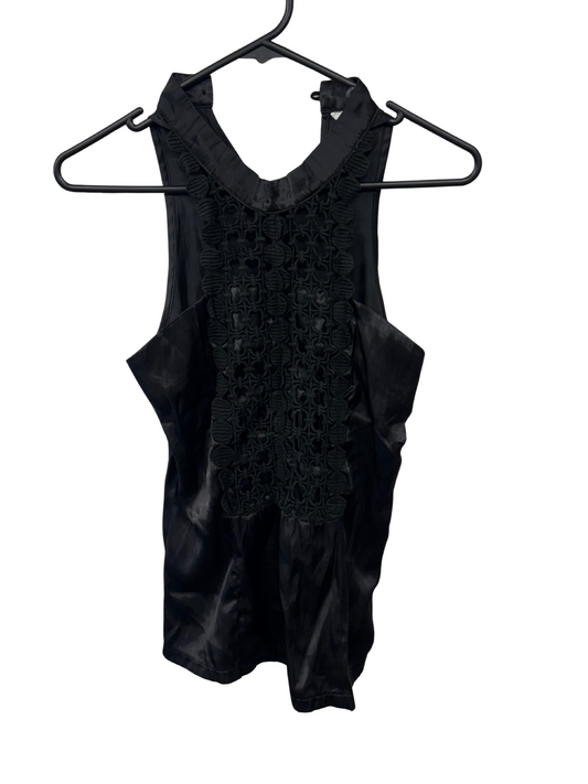 Black Sleeveless Top with Lace Cutouts