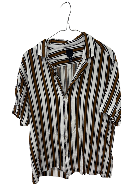 White, Black, Brown Stripe Short Sleeve Shirt