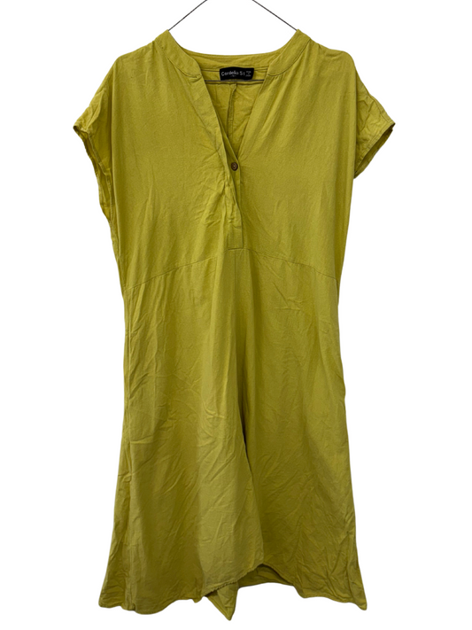 Yellow Capped Sleeve Midi Dress