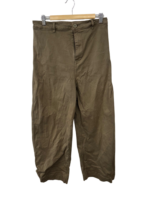 Khaki Green Wide Leg 3/4 Pants