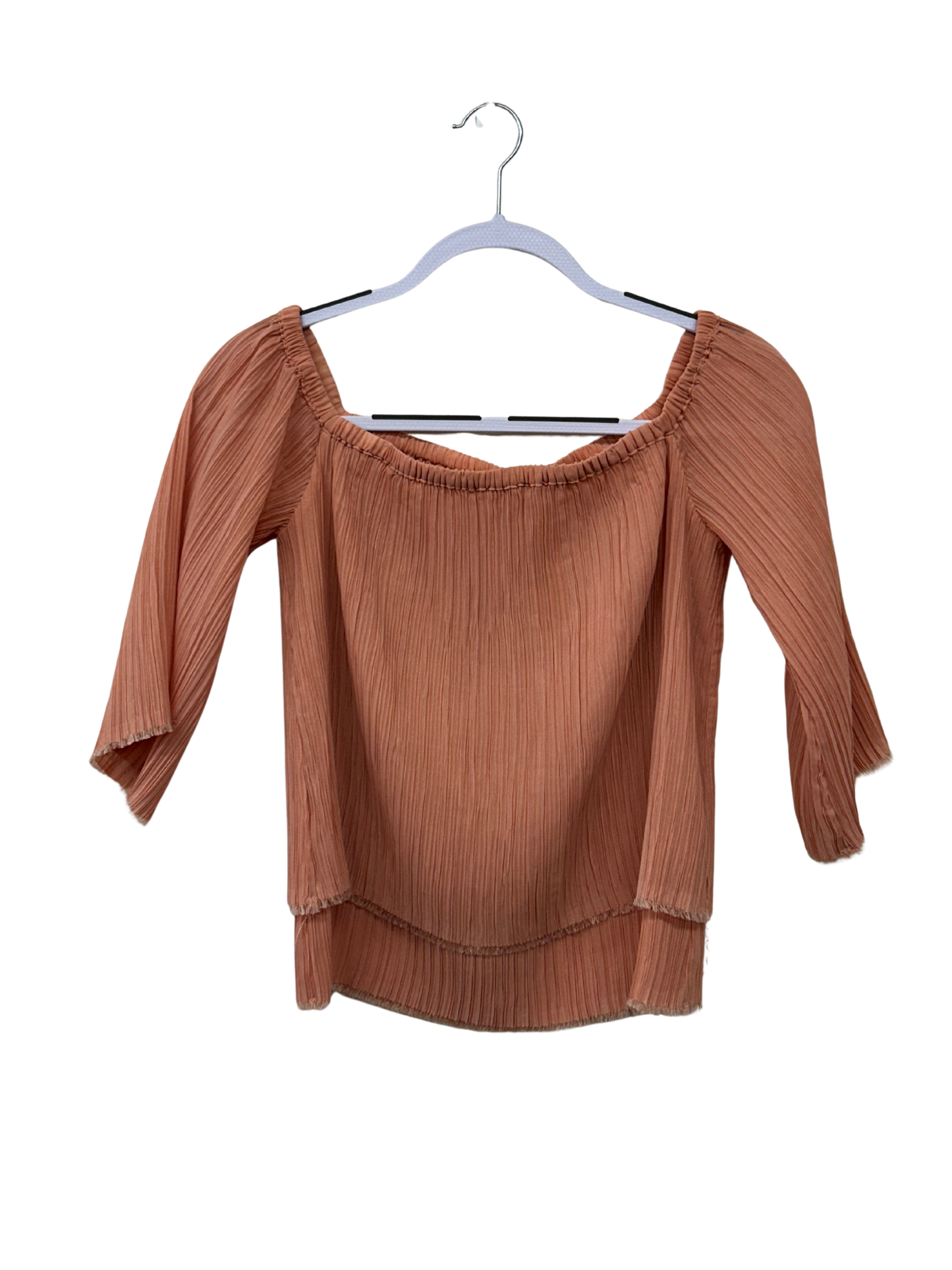 Pink Off The Shoulder Half Sleeve Pleated Top