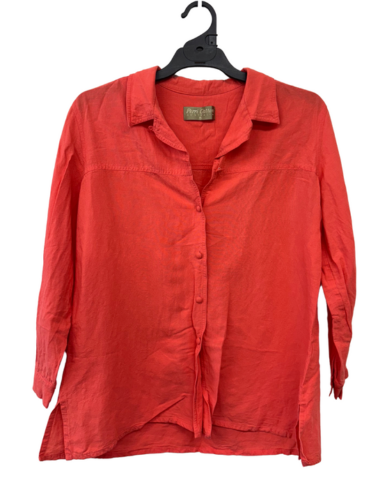 Vintage Orange 3/4 Sleeve Button Up Shirt