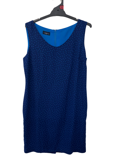 Vintage Blue Polka Dot Sleeveless Knee Length Dress