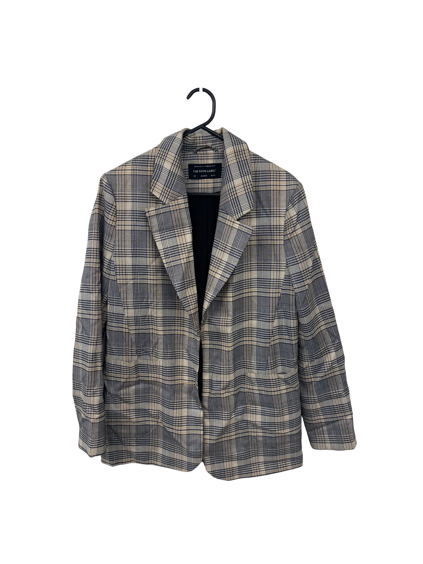 White, Black, Yellow Check Oversized Blazer