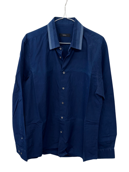 Dark Blue Slim Long Sleeve Button Up Shirt