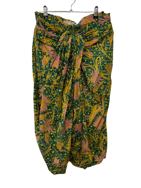 Vintage Green, Pink, Yellow Tie Front Skirt