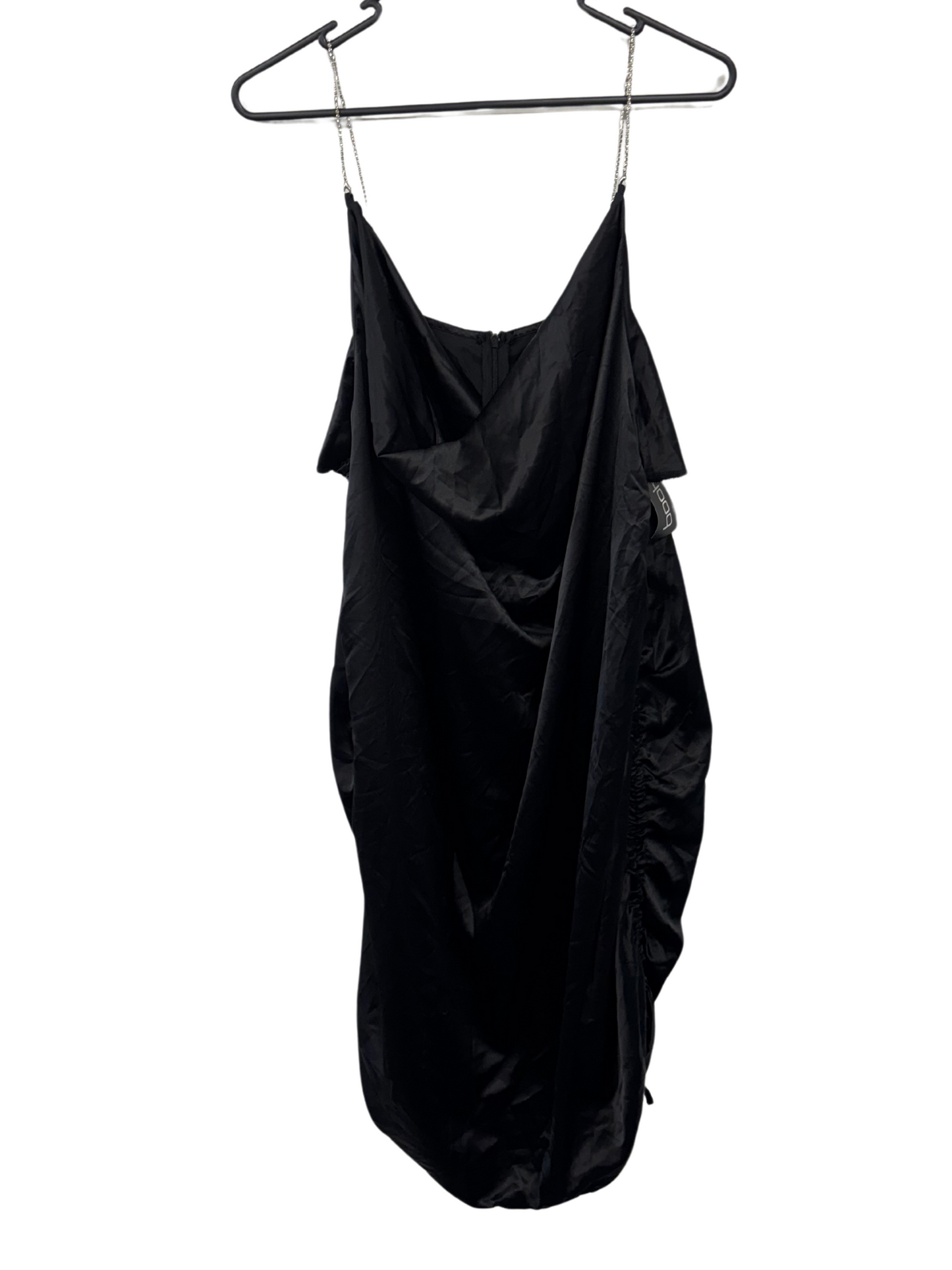 Black Cowl Neck Ruched Dress with Diamante Straps