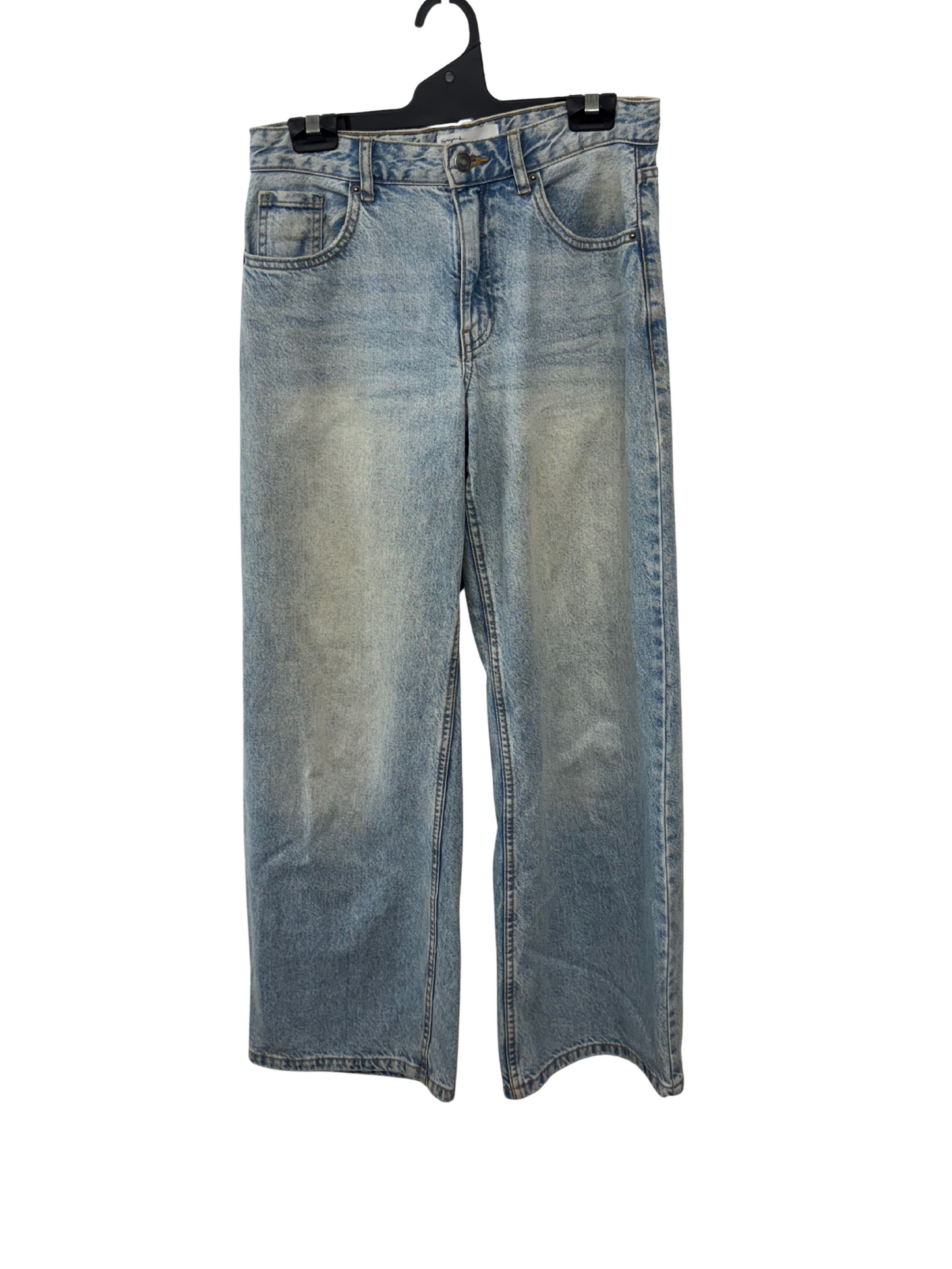 Light Blue Wide Leg Mid-Rise Jeans