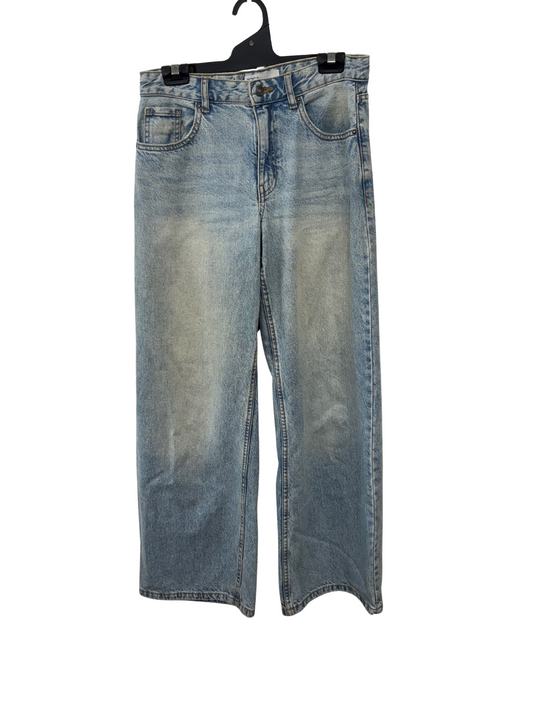 Light Blue Wide Leg Mid-Rise Jeans