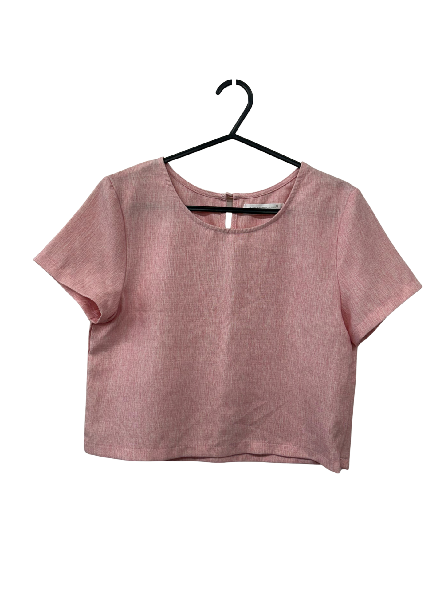 Pink/White Marle Half Sleeve Cropped Shirt