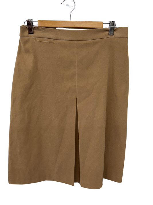 90s Beige Pleat Knee Length Skirt