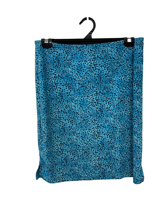 00s Blue Leopard Print Knee Length Low Rise Skirt
