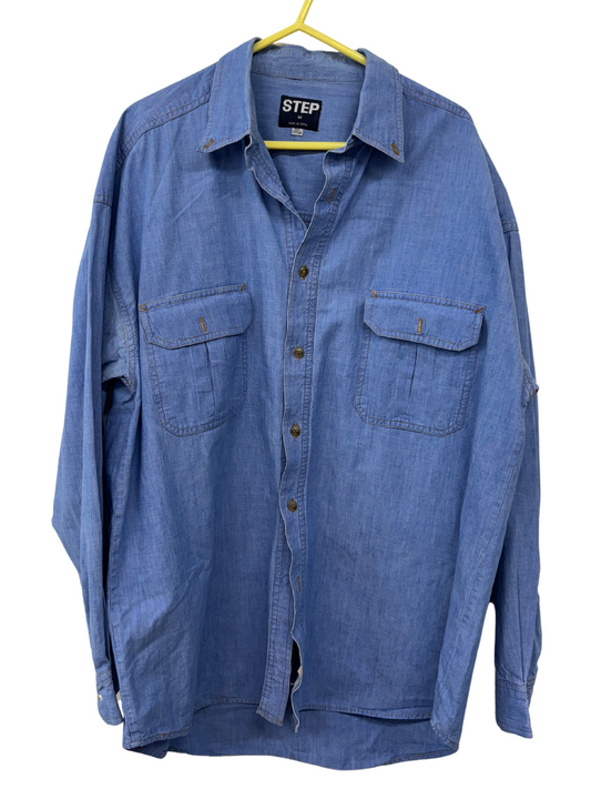 Vintage Blue Chambray Long Sleeve Button Up Shirt