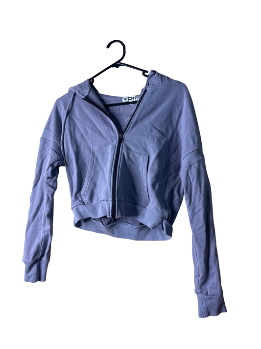 Purple/Grey Crop Hoodie Jacket