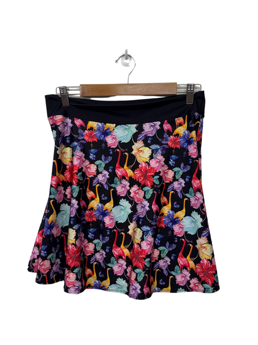 Black & Multicolour Floral & Flamingo Print Shorts