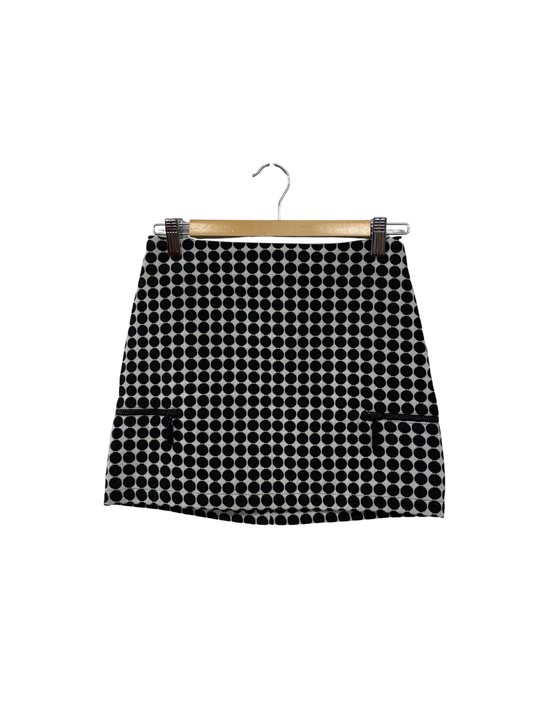Black & White Polka Dot Mini Skirt with Zips
