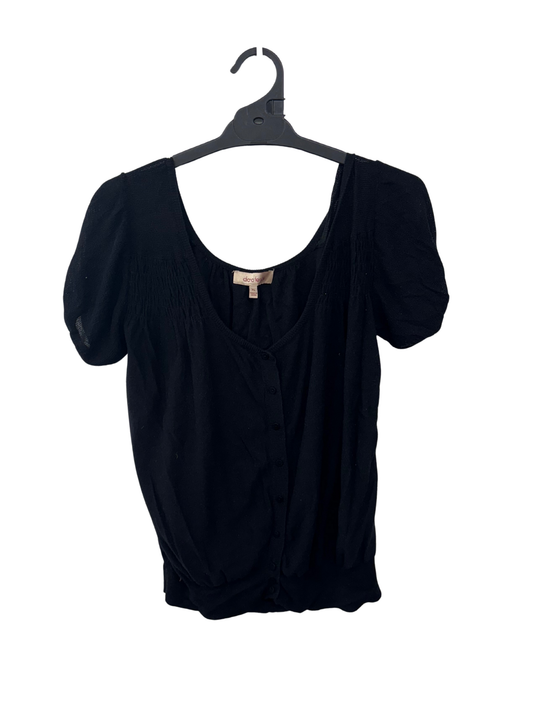 Black Knit Cap Sleeve Button Up Shirt/Cardigan