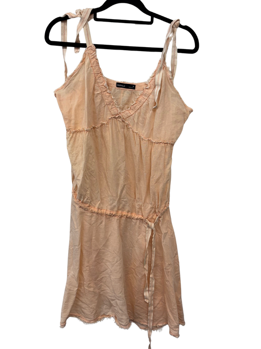 Light Pink Strappy Asymmetrical Raw Edge Dress