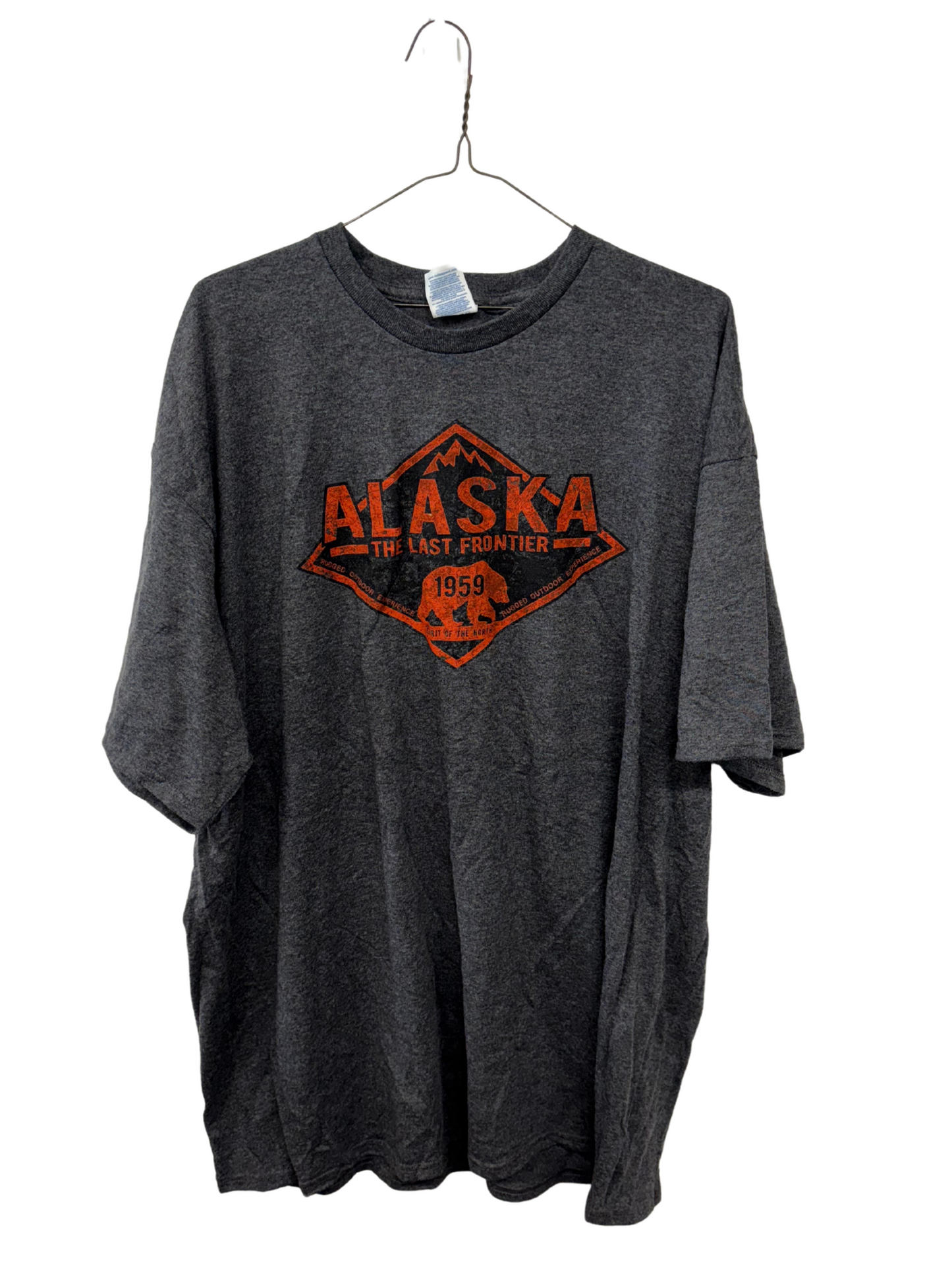 Grey Short Sleeve T Shirt with Orange Logo