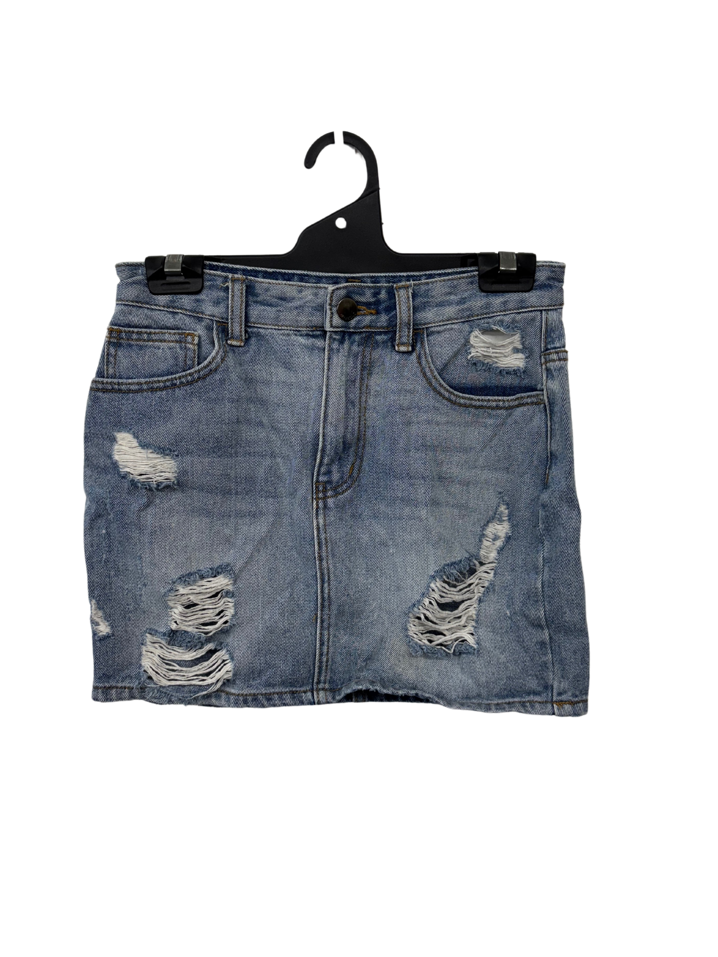 Blue Ripped Distressed Denim Mini Skirt