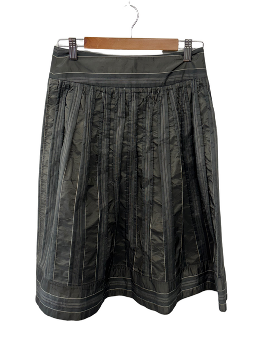 00s Grey Striped Knee Length Skirt