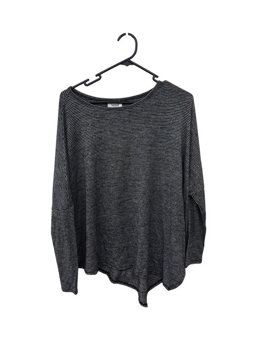 Black & White Stripe Oversized Long Sleeve Batwing Top
