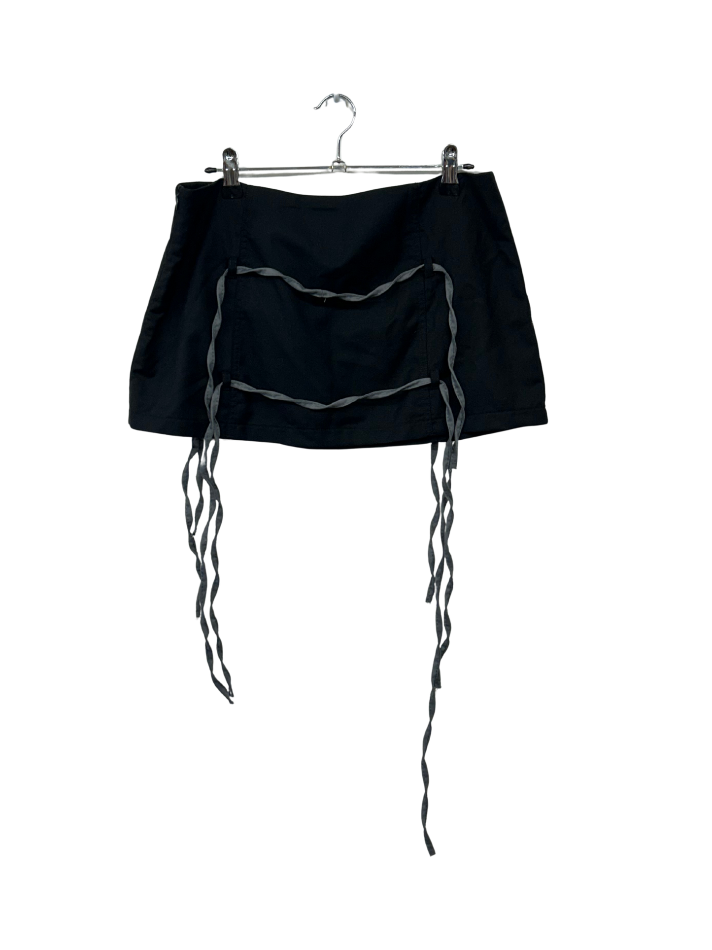 Black Mini Skirt/Boob Tube with Grey Ties