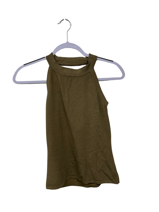 Khaki Green Singlet Top with Eyelets on Back