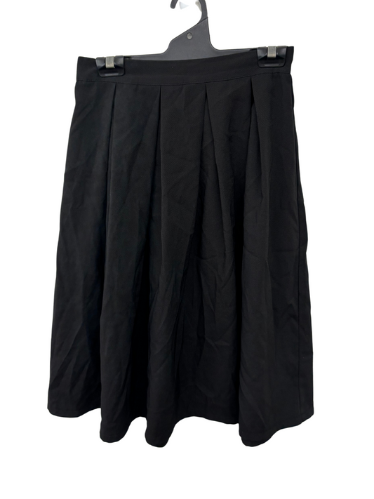 Black Pleated Knee Length Skirt