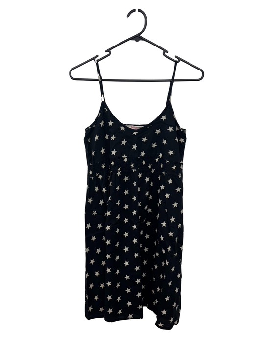 Black & White Star Print Thin Strap Short Dress